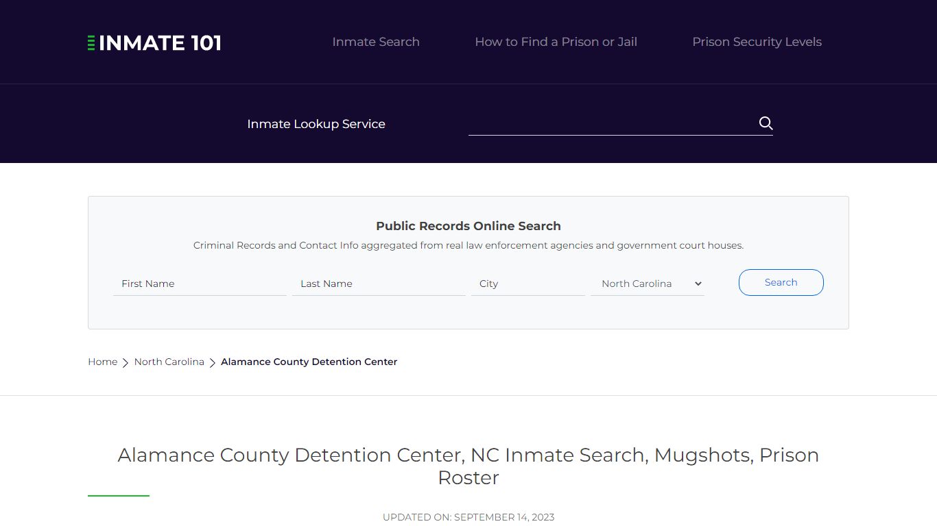 Alamance County Detention Center, NC Inmate Search, Mugshots, Prison ...